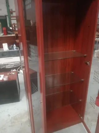 Vitrina moderna de madera y cristal