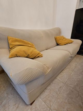 Sofá 3 plazas con funda y 2 cojines