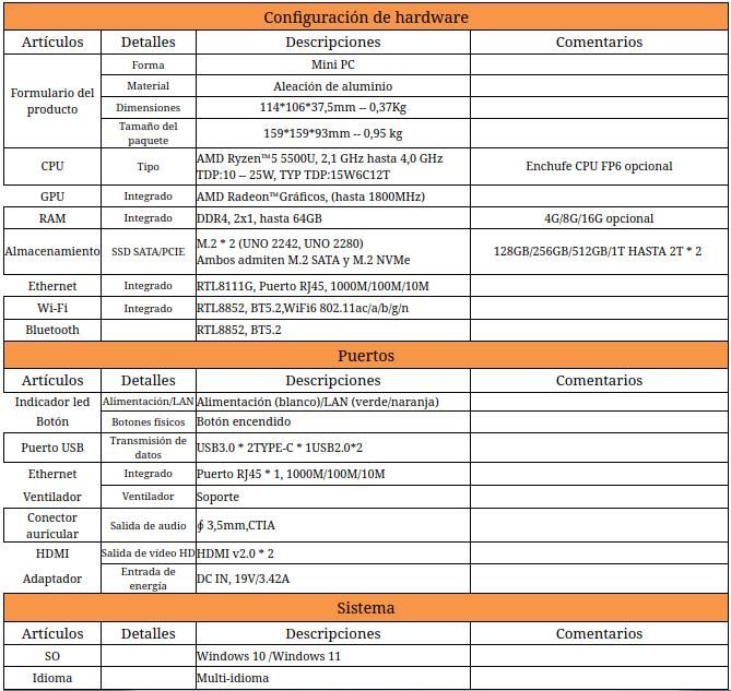 Mini PC Ryzen Carcasa Aluminio Plata afbeelding 2