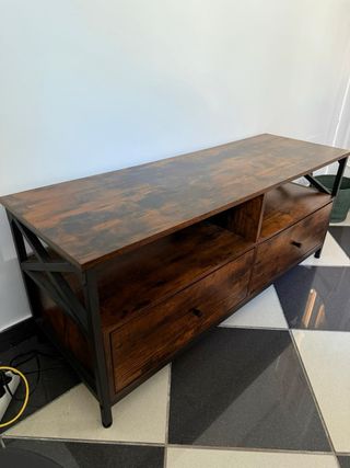 Mueble TV Madera y Metal Marrón Negro
