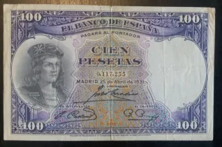 Billete 100 pesetas 25 abril 1931