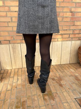 Stivali alti in pelle neri