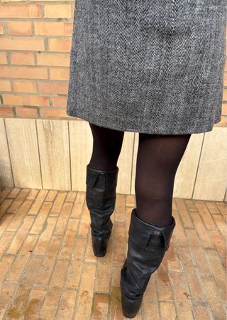 Stivali alti in pelle neri