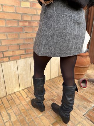 Stivali alti in pelle neri