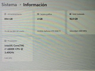 PC i7-6800K 16GB RAM 1TB SSD GTX 1050Ti