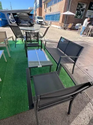 Sofá + 2 Sillas + Mesa de Cristal Templado TERRAZA