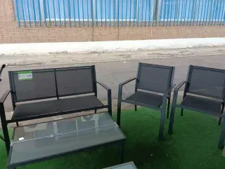 Sofá + 2 Sillas + Mesa de Cristal Templado TERRAZA