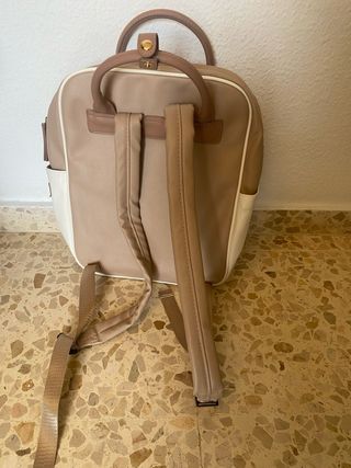 Mochila Bolso Beige y Blanco Nuevo