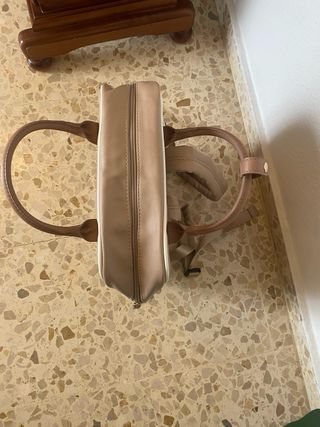 Mochila Bolso Beige y Blanco Nuevo