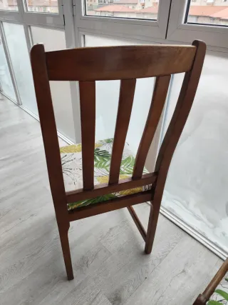 3 Sillas Comedor Madera y Tela
