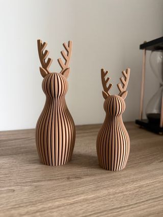 Coppia Renne Legno Decorazione