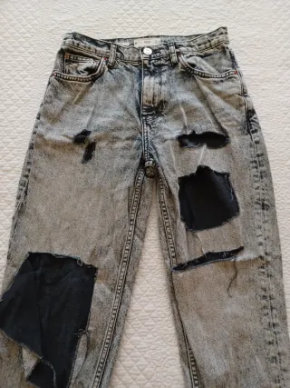 Pantalón vaquero niña Mango desgastado