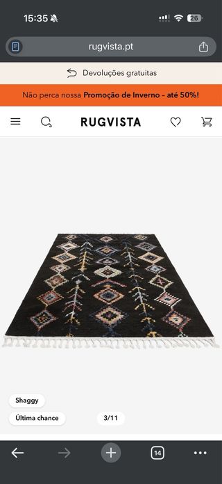 Tapete Rugvista 160x230cm Preto Multicolor