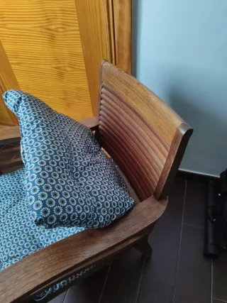 Sillón de Teca con Cojín Azul