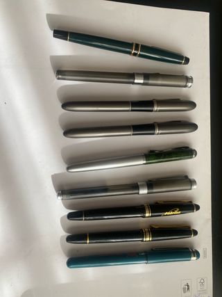 Lote 8 penne stilografiche e una penna