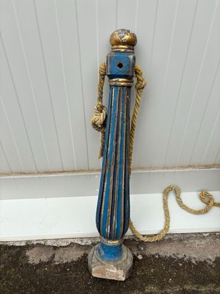 Antiche 3 balaustre in legno del 800 blu e oro