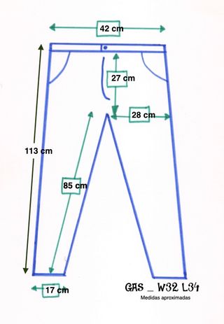 Gas. Pantalón vaquero azul. W32 L34