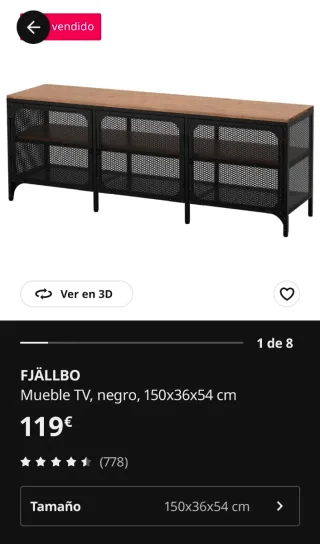 Mueble TV FJÄLLBO IKEA Negro/Madera