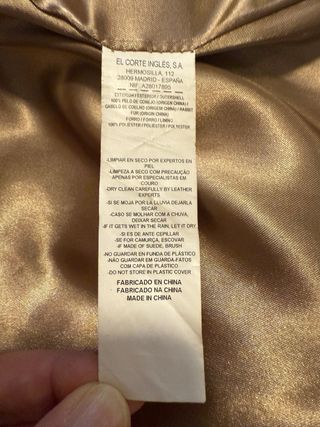 Abrigo pelo natural conejo beige/marrón