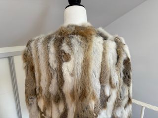 Abrigo pelo natural conejo beige/marrón