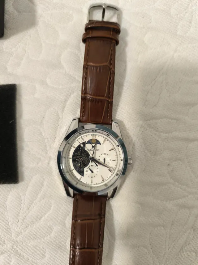 Reloj AQKULASIC Correa Marrón y Plata