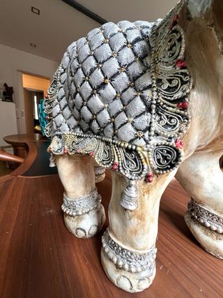 Escultura Elefante Decorativo Dorado y Plateado