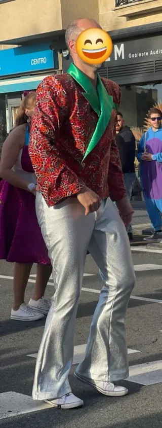 Disfraz Carnaval Adulto Rojo y Plateado