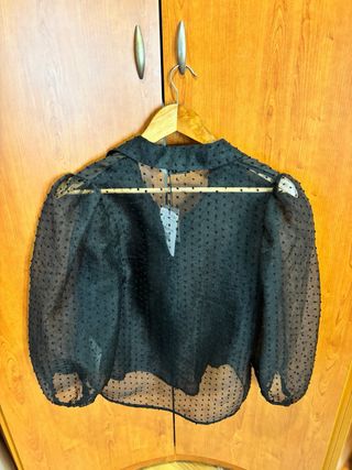 Camisa Stradivarius Transparente Negra Talla 36