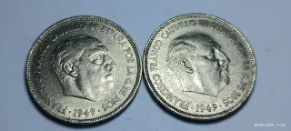 Lote 5 monedas antiguas de Franco.