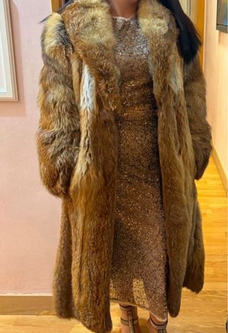 Abrigo Piel Zorro Canadá Beige/Marrón Talla Única