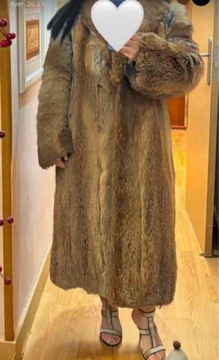 Abrigo Piel Zorro Canadá Beige/Marrón Talla Única