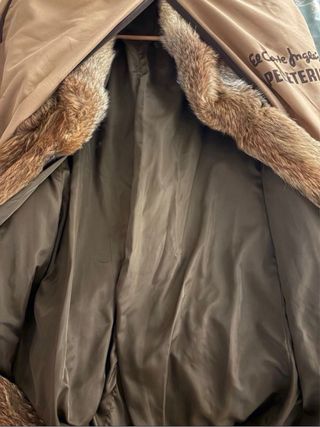 Abrigo Piel Zorro Canadá Beige/Marrón Talla Única