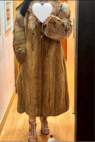 Abrigo Piel Zorro Canadá Beige/Marrón Talla Única