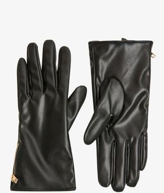 Guanti Terranova similpelle con zip neri