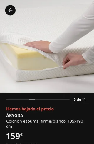 Colchón IKEA ÅBYGDA espuma 105x190