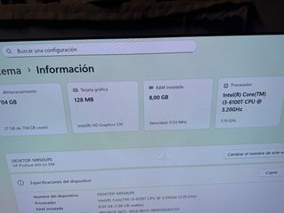 Micro PC HP ProDesk 8GB RAM 256GB SSD+500GB HDD