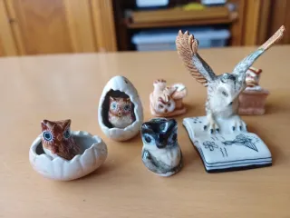 Mini figure di gufi in ceramica