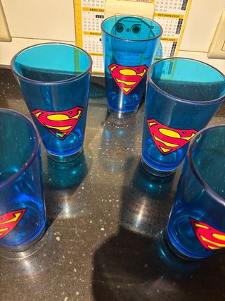 5 Vasos Grandes Superman Azul