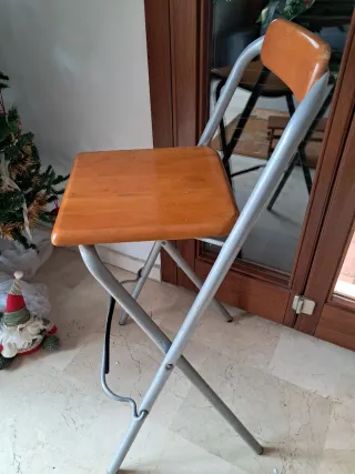 Silla alta plegable madera y metal
