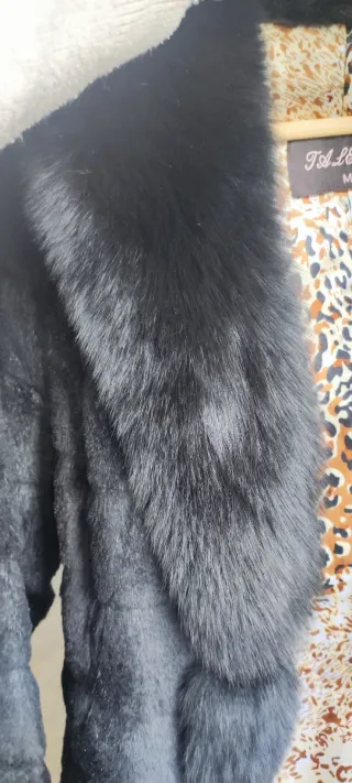 Chaquetón piel conejo y zorro negro