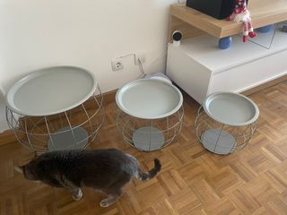 Kit 3 Tavolini Rotondi Grigi Metallici