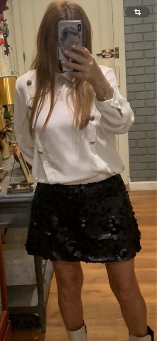 Falda Stradivarius lentejuelas negra T. L