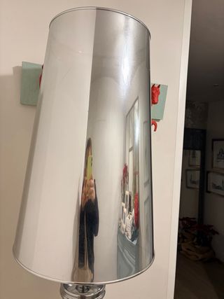 Lámpara de pie plateada