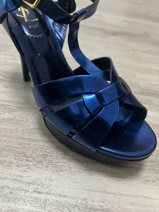 Sandalias YSL Tribute Azul Metálico