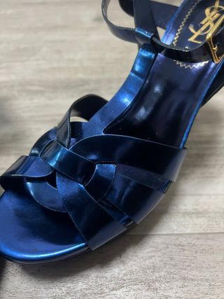 Sandalias YSL Tribute Azul Metálico