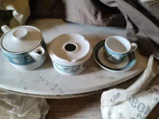 Juego de café porcelana azul y blanco