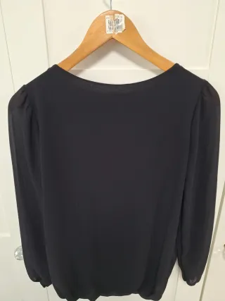 Blusa gasa vaporosa negra talla 40-42