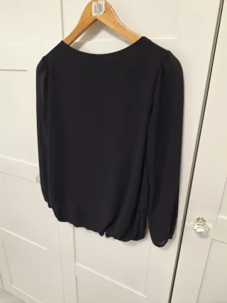 Blusa gasa vaporosa negra talla 40-42