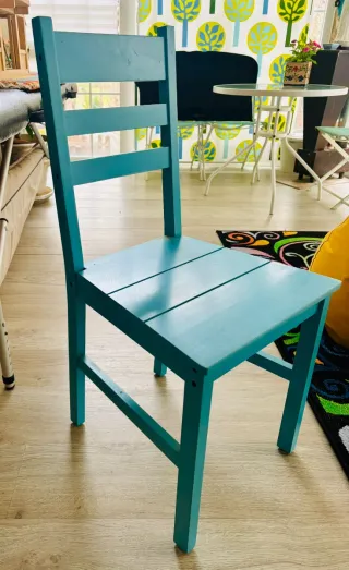 6 Sillas de Madera Azules