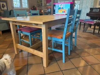 6 Sillas de Madera Azules